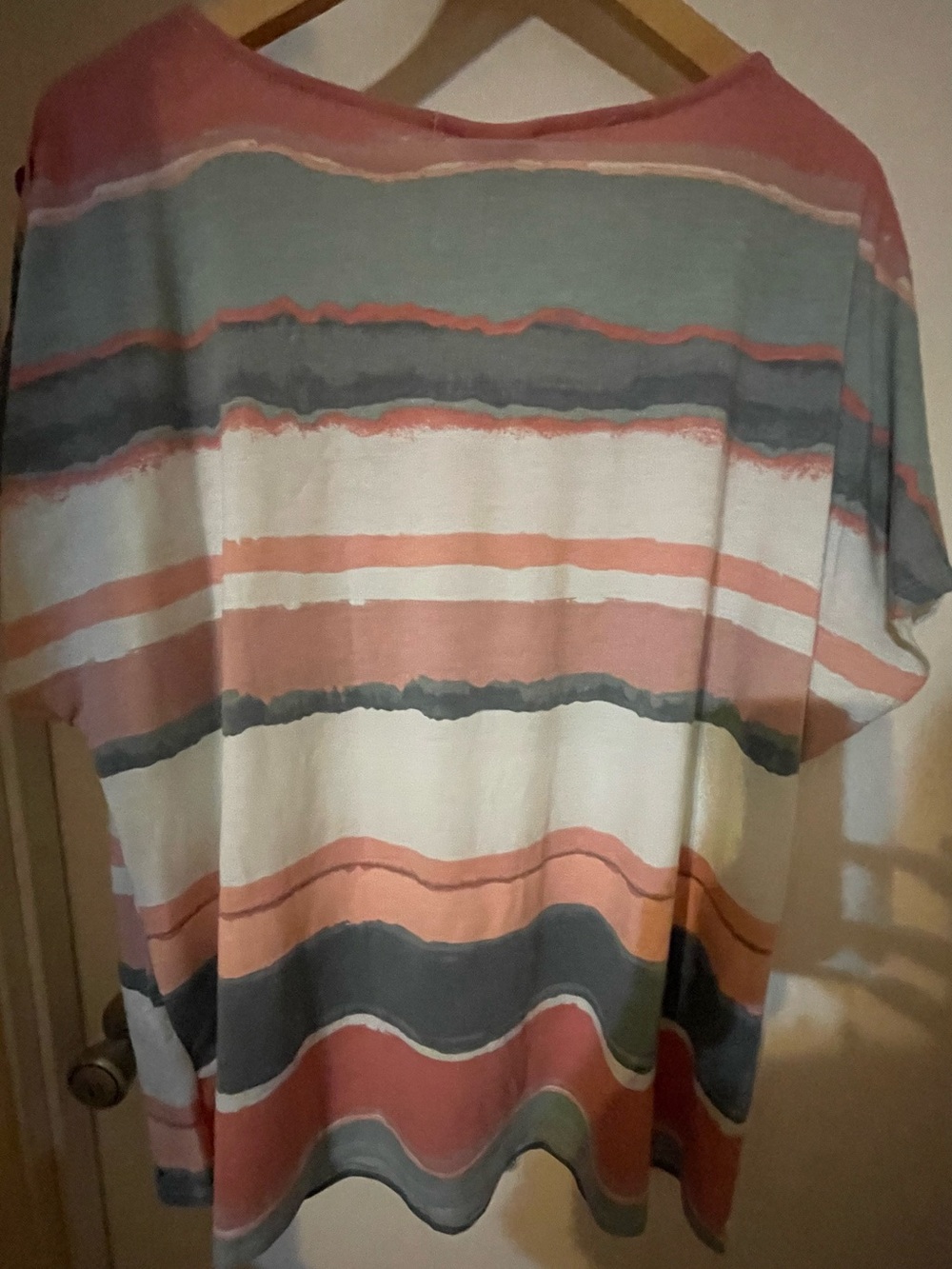 Casual Striped Short-Sleeve Tee in Pink and Gray by TRF - Picture 6 of 6